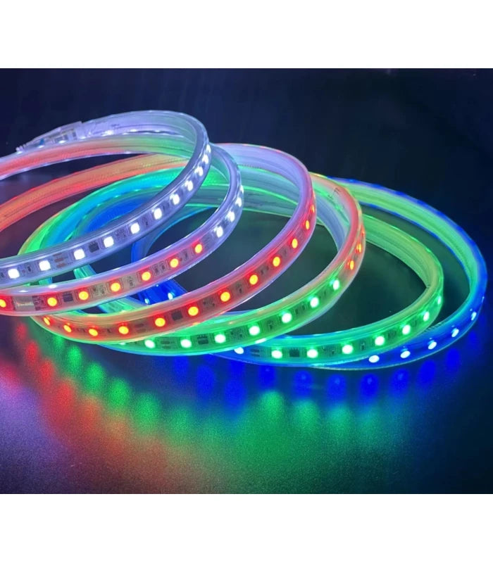 14W/m RGBIC LED strip sæt - 10m, IP67, 60 LED pr. meter, 24V, inkl. controller og strømforsyning