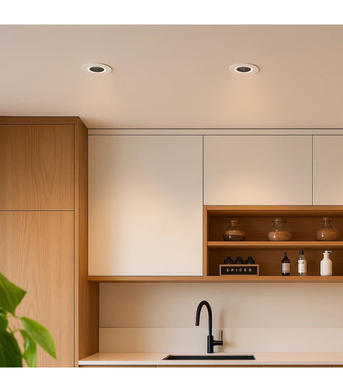 24W Blændfri RA90 CCT Downlight Ø135mm - 3 lyskulører, hvid front, Hul: Ø115mm, Honeycomb