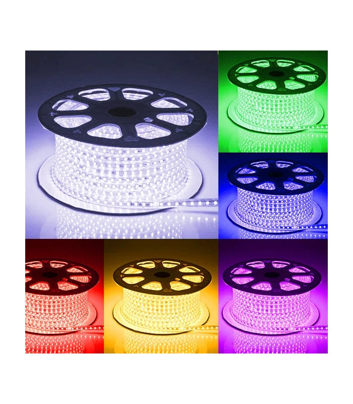 5 meter RGB vandtæt LED strip - 230V, 60 LED, 5W pr. meter!