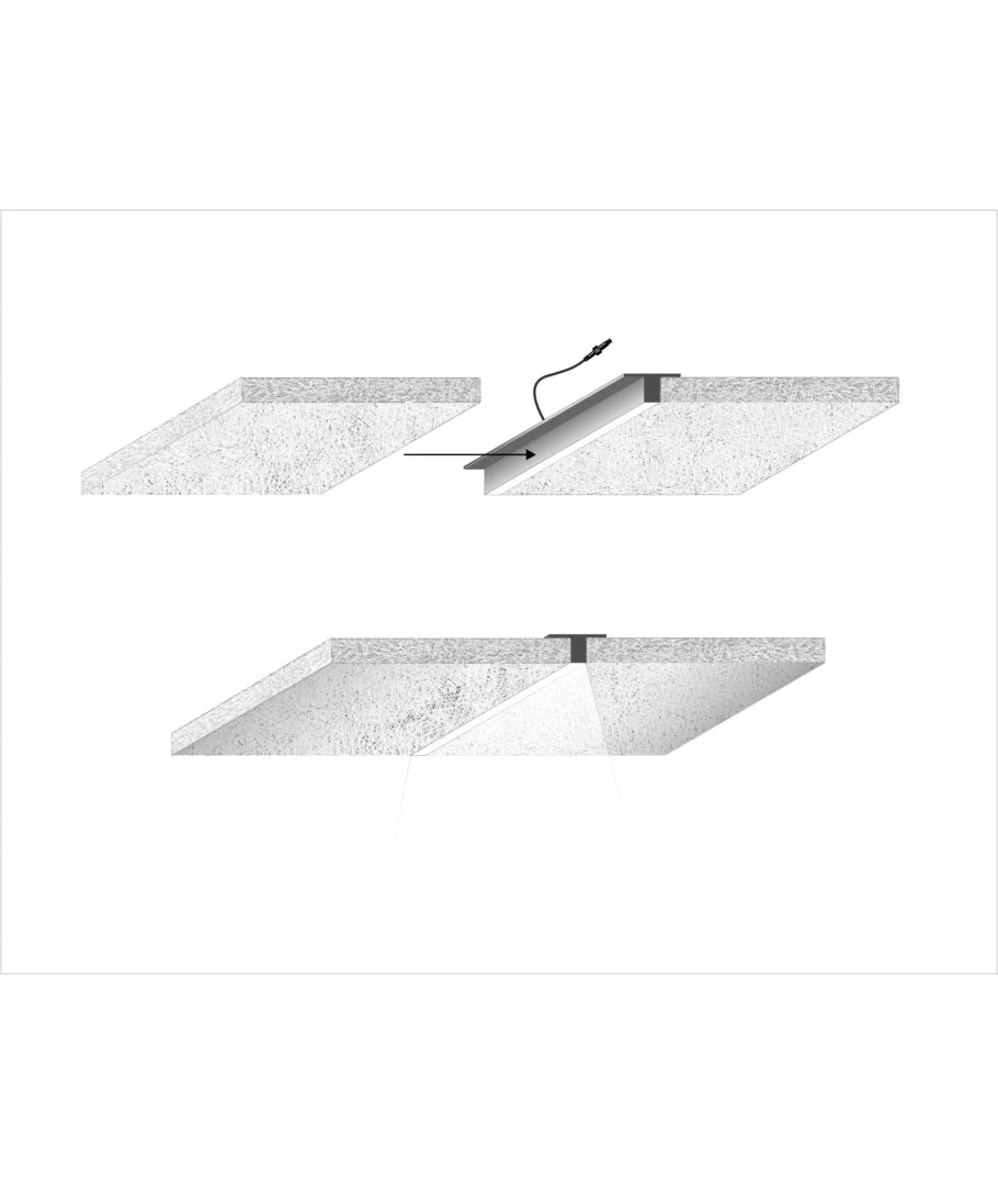 60 cm LED Troldtekt Skinne 19W, Akustilight, Planforsænket, 24V