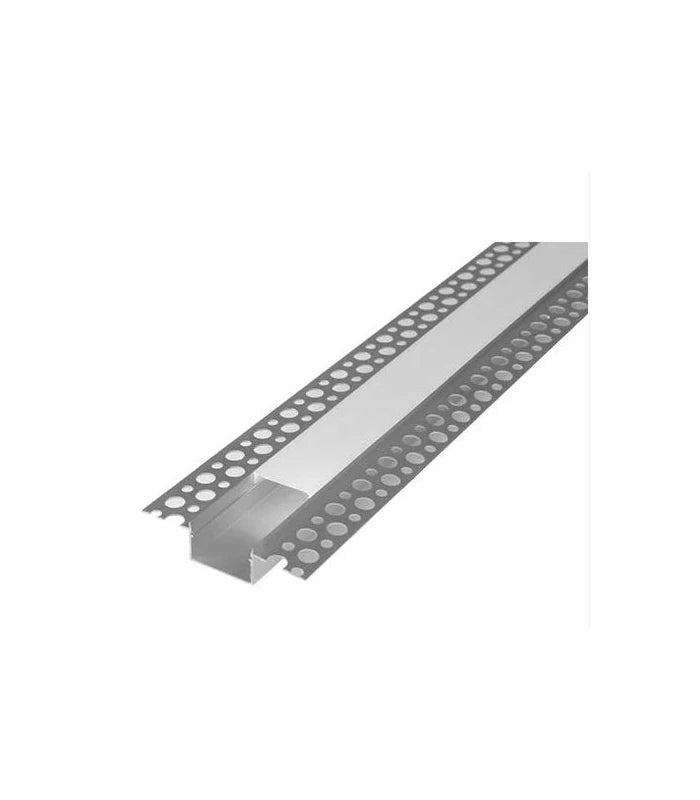 Aluprofil 50x20 til indspartling - 2 meter, hvid, inkl. mælkehvidt cover
