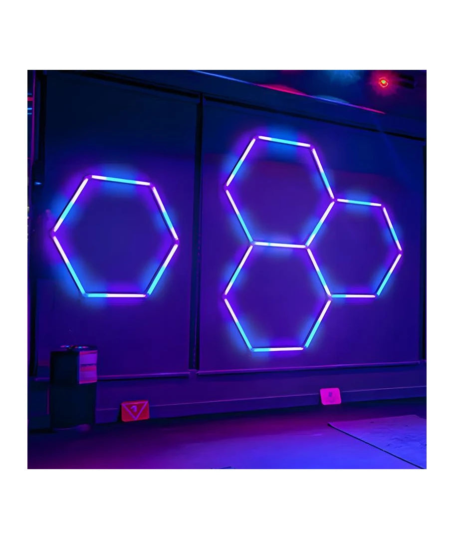 Hexagon RGBIC 3 felter komplet sæt 50W. inklusiv bluetooth controller og strømforsyning