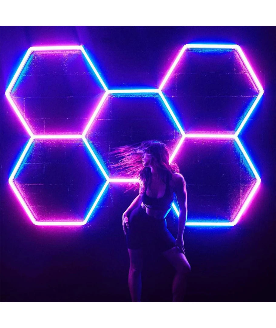Hexagon RGBIC 5 felter komplet sæt bluetooth controller og strømforsyning