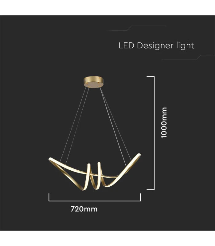 LED Hængelampe - Dekorativ L720x300, 3000K, Champagne Guld