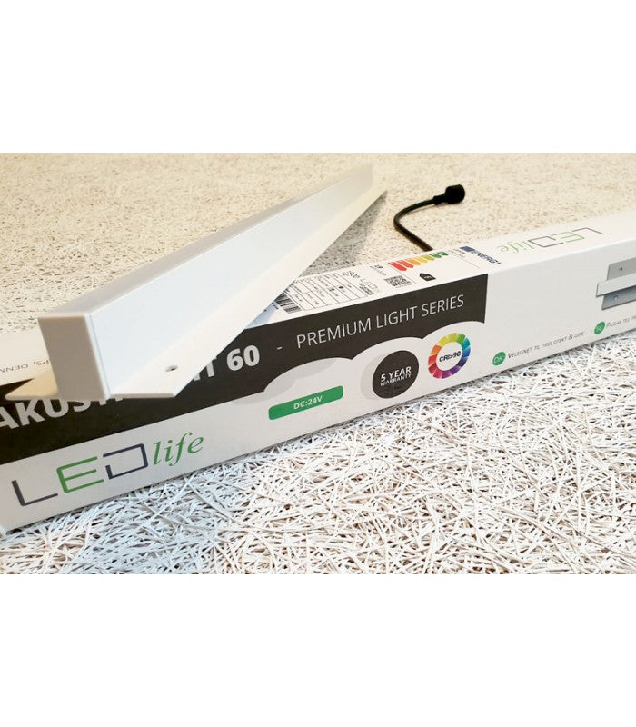 Troldtekt LED Zigbee Skinnesæt 6x60 cm - CCT, Planforsænket, Akustilight inkl. ledninger og driver