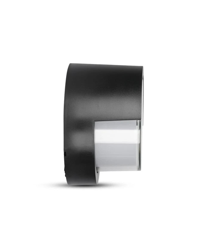 V-Tac 12W LED sort væglampe - Rund, IP65 udendørs, 230V, inkl. lyskilde