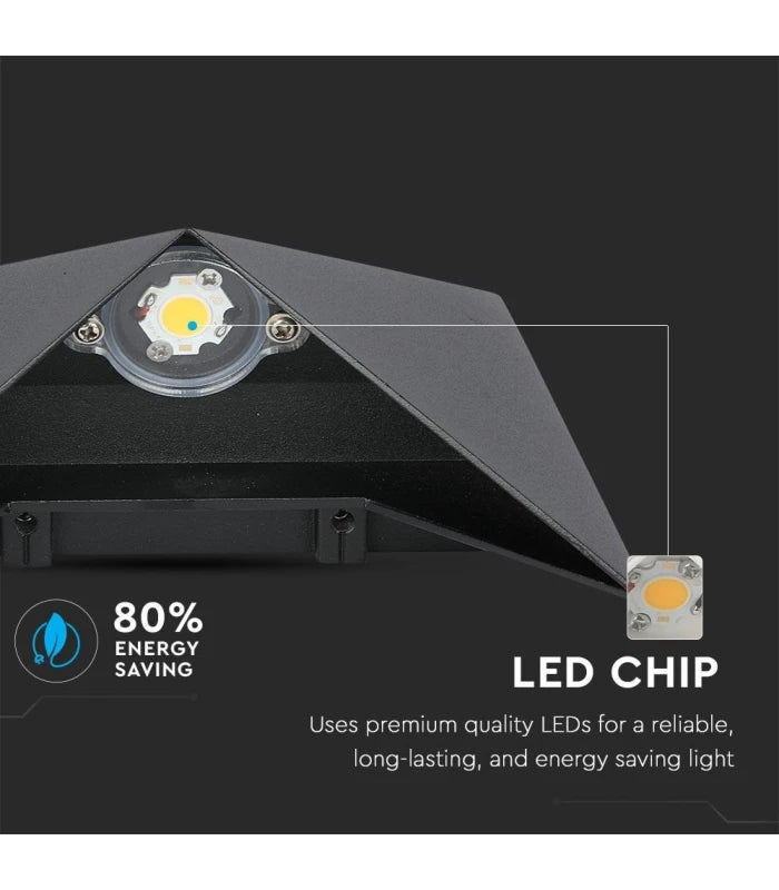 V-Tac 5W LED sort væglampe - IP65 udendørs, 230V, inkl. lyskilde