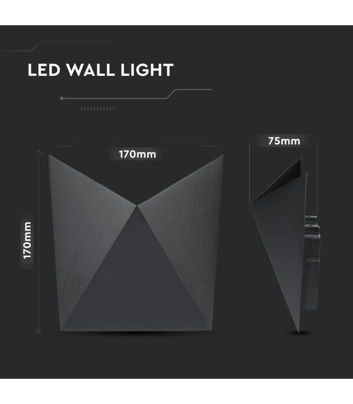 V-Tac 5W LED sort væglampe - IP65 udendørs, 230V, inkl. lyskilde
