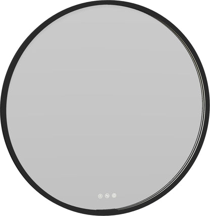 Dansani Moon rammespejl Ø75 cm med LED lys, sort