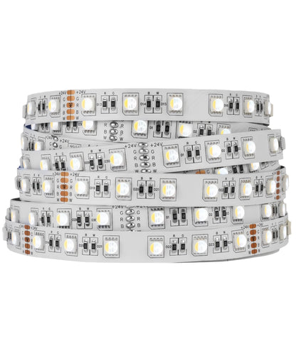5 meter 12W/m RGB+WW LED strip 24V DC, IP65, 60 LED pr. meter