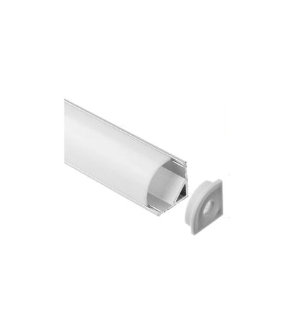 Alu hjørneprofil 16x16 til LED strip - 1 meter, inkl. mælkehvidt cover, klips og endestykker