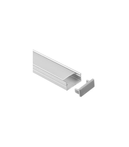 Aluprofil 18x8 til IP65 og IP68 LED strip - 1 meter, inkl. mælkehvidt cover, klips og endestykker