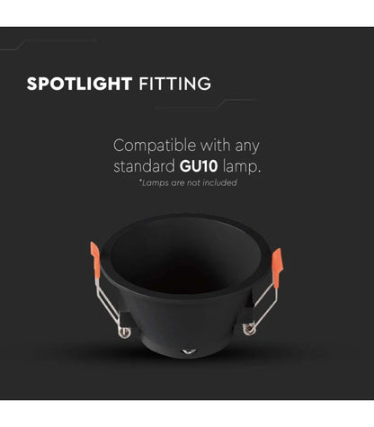 Downlight, blænder ikke, uden lyskilde - Hul: Ø8,3 cm, Mål: Ø9,3 cm, sort, vælg MR16 eller GU10 fatning