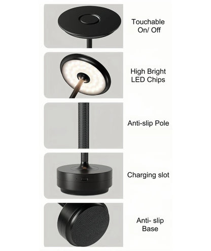 Uppløðilig LED borðlampa Gull/Silvur/Svart