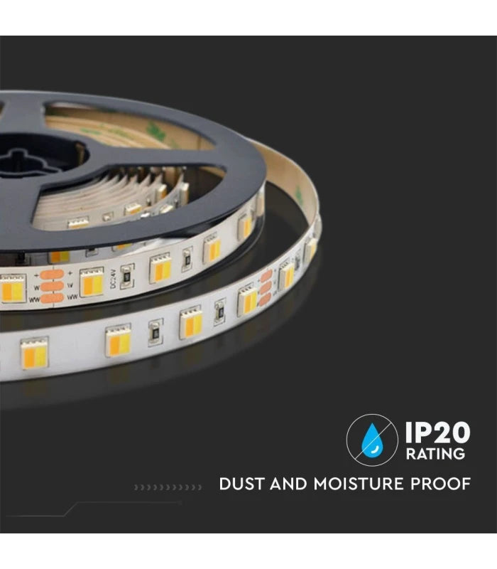 Outlet: V-Tac 14W/m CCT LED strip - 5m, IP20, 120 LED pr. meter, 24V