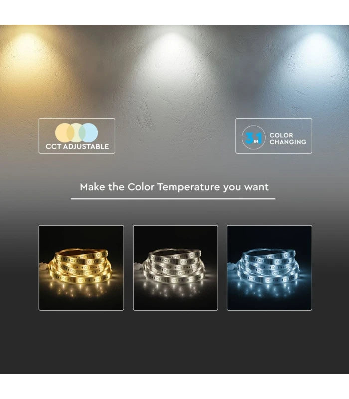 Outlet: V-Tac 14W/m CCT LED strip - 5m, IP20, 120 LED pr. meter, 24V