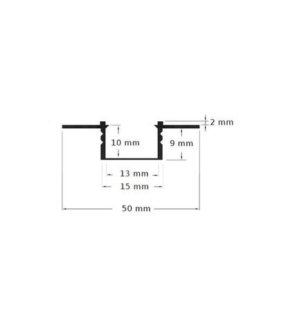 PVC profil 50x12 til indspartling - 1 meter, hvid, inkl. mælkehvidt cover