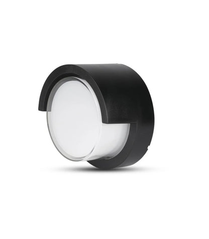 V-Tac 12W LED sort væglampe - Rund, IP65 udendørs, 230V, inkl. lyskilde