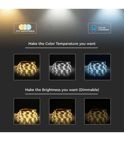 V-Tac 4W/m RGB+CCT LED strip sæt - 5m, 60 LED pr. meter, IP65